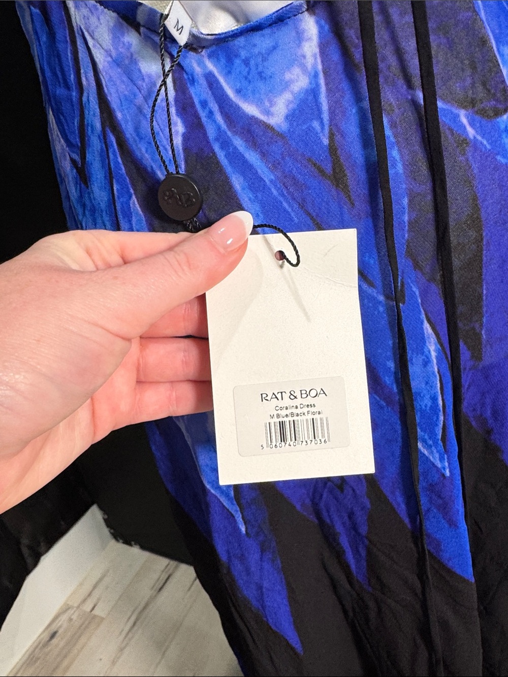 Rat & Boa Black Maxi Dress with Bold Blue Floral Print - Picture 2 of 4
